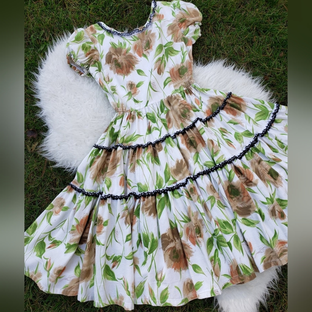 1950s floral western pinup swing dress S M - Picture 3 of 8